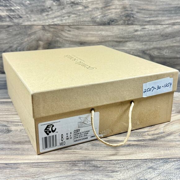 NIB Gentle Souls Cody 8M Blue Suede Slingback Open Toe Espadrille Wedge Sandals - Picture 10 of 10